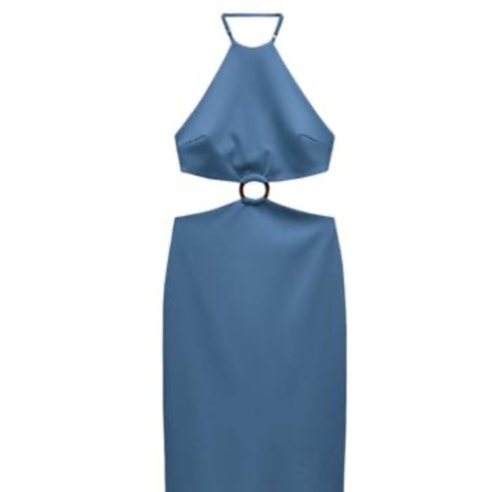 Zara Cutout Blue Midi Dress